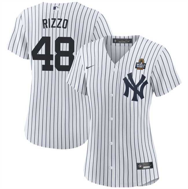 Women%27s New York Yankees #48 Anthony Rizzo White 2024 World Series Cool Base Stitched Jersey Dzhi